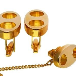 Cufflinks Tie Tack Gold Tone Sarah Coventry Switzerland Modernist Oval Circles